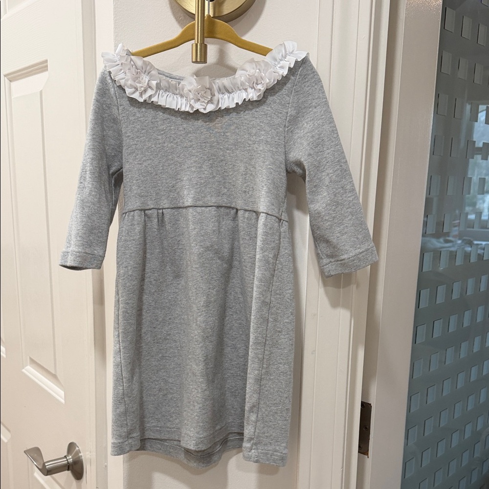 Crewcuts Gray Dress with White Ruffle Collar